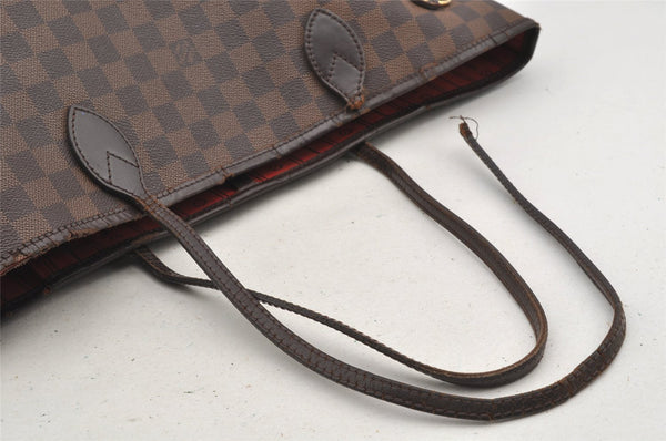 Authentic Louis Vuitton Damier Neverfull MM Shoulder Tote Bag N51105 Junk 6029I