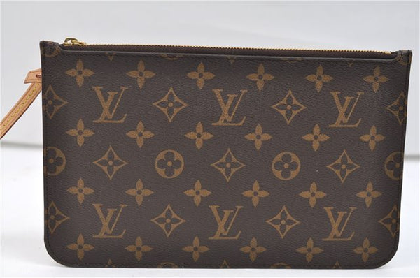 Authentic Louis Vuitton Monogram Neverfull Pouch Purse Clutch Bag Yellow 6090E