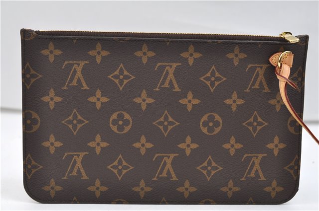 Authentic Louis Vuitton Monogram Neverfull Pouch Purse Clutch Bag Yellow 6090E