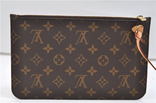 Authentic Louis Vuitton Monogram Neverfull Pouch Purse Clutch Bag Yellow 6090E