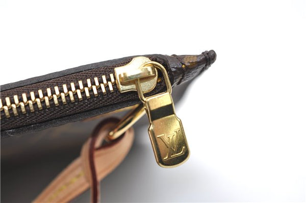 Authentic Louis Vuitton Monogram Neverfull Pouch Purse Clutch Bag Yellow 6090E