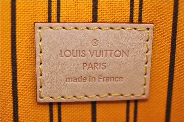 Authentic Louis Vuitton Monogram Neverfull Pouch Purse Clutch Bag Yellow 6090E