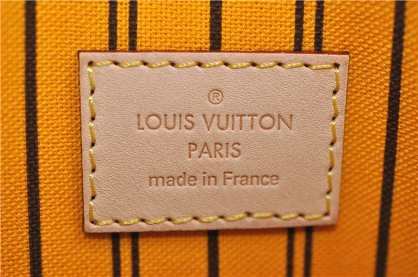 Authentic Louis Vuitton Monogram Neverfull Pouch Purse Clutch Bag Yellow 6090E
