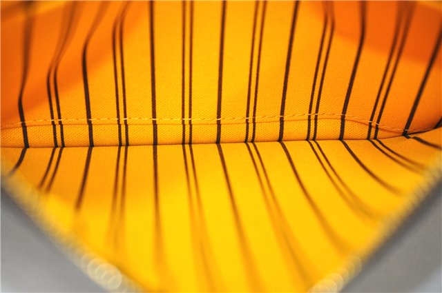 Authentic Louis Vuitton Monogram Neverfull Pouch Purse Clutch Bag Yellow 6090E