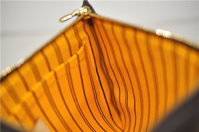 Authentic Louis Vuitton Monogram Neverfull Pouch Purse Clutch Bag Yellow 6090E