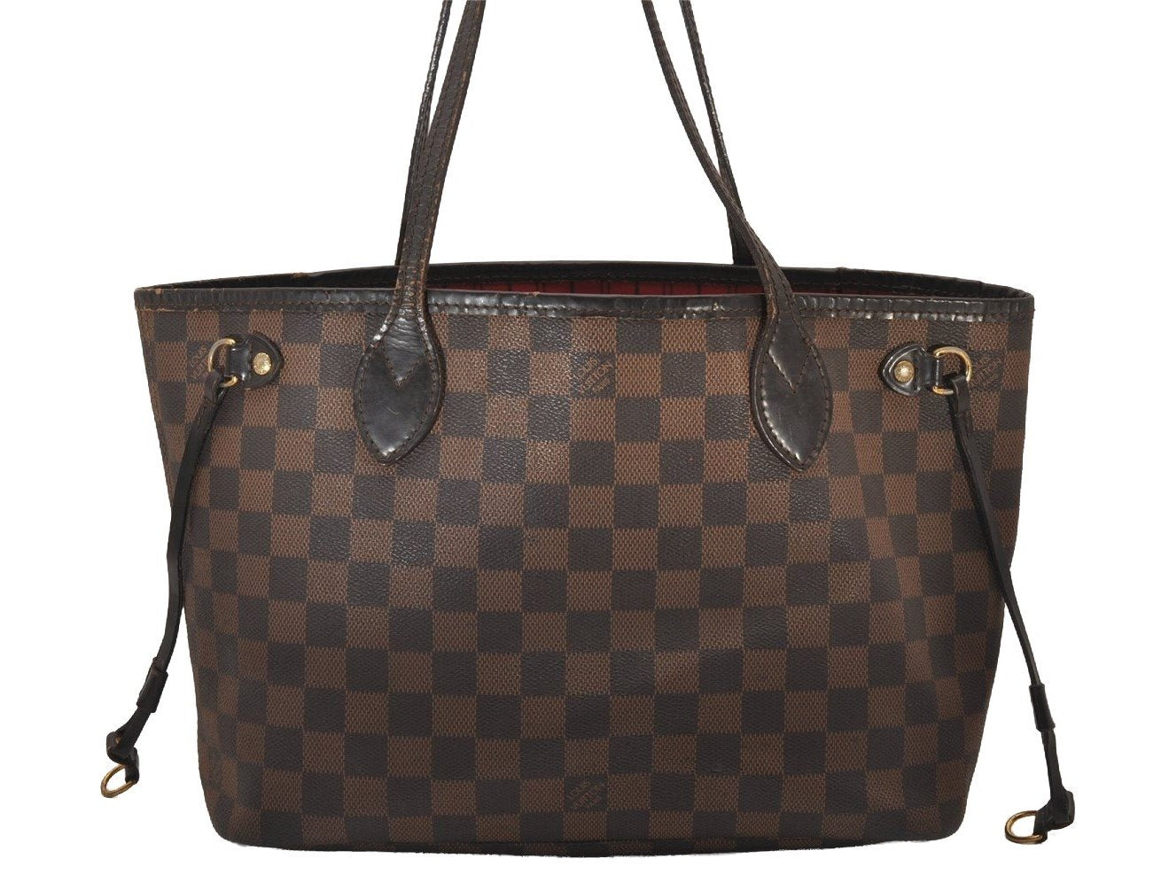Authentic Louis Vuitton Damier Neverfull PM Shoulder Tote Bag N51109 LV 6148I