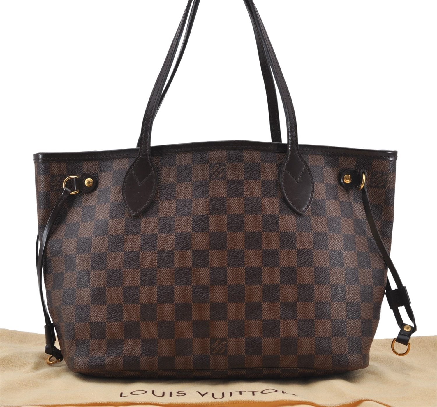 Authentic Louis Vuitton Damier Neverfull PM Shoulder Tote Bag N51109 LV 6170E