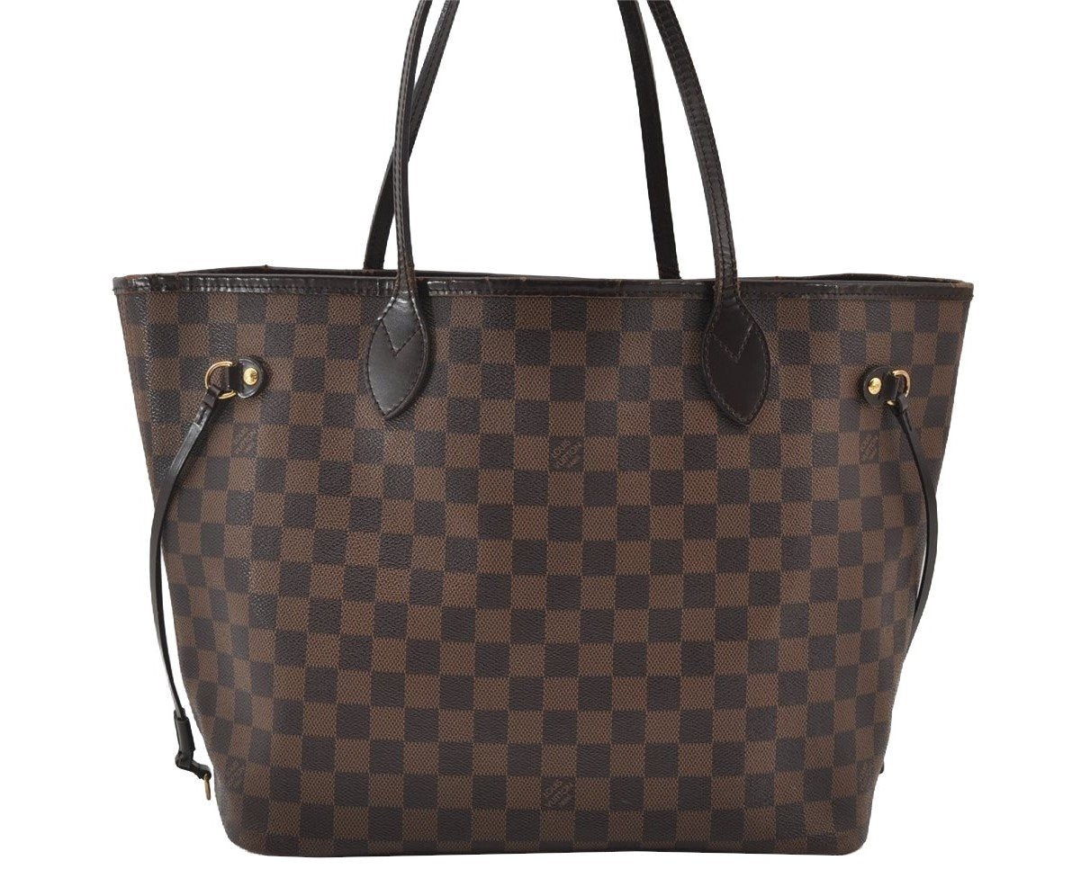 Authentic Louis Vuitton Damier Neverfull MM Shoulder Tote Bag N41358 LV 6345I