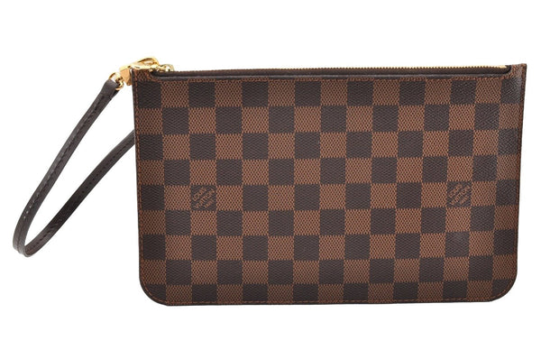 Authentic Louis Vuitton Damier Neverfull Pouch Purse Clutch Bag LV 6346I