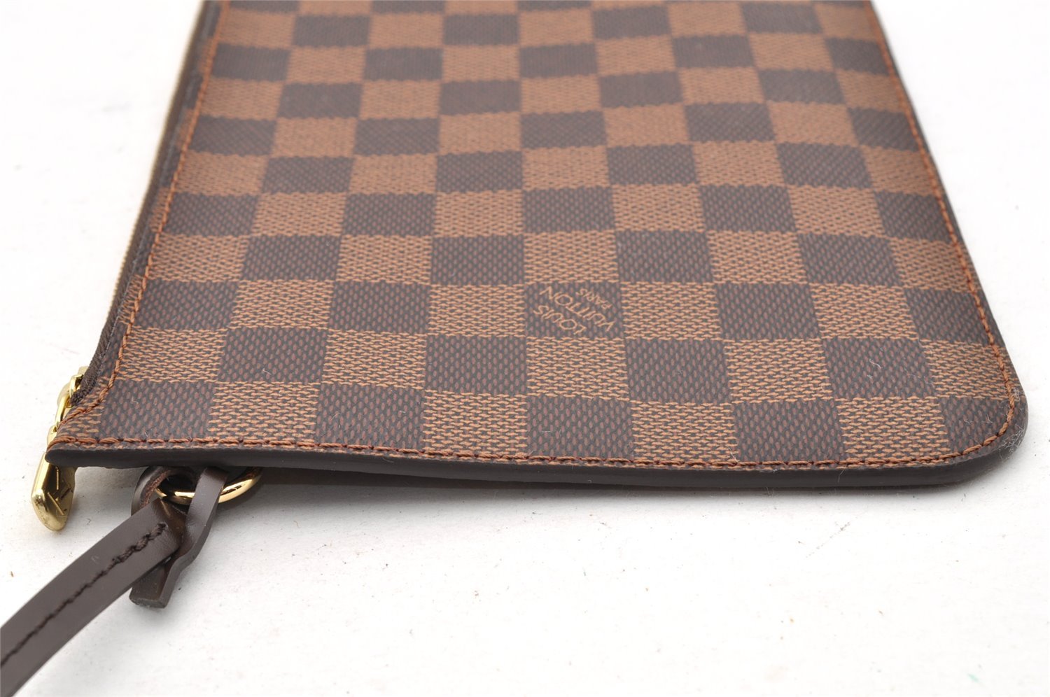 Authentic Louis Vuitton Damier Neverfull Pouch Purse Clutch Bag LV 6346I
