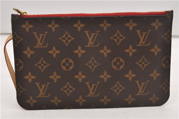Authentic Louis Vuitton Monogram Neverfull Pouch Purse Clutch Bag Red LV 6479F