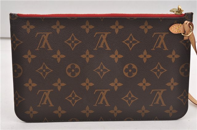 Authentic Louis Vuitton Monogram Neverfull Pouch Purse Clutch Bag Red LV 6479F