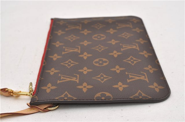 Authentic Louis Vuitton Monogram Neverfull Pouch Purse Clutch Bag Red LV 6479F