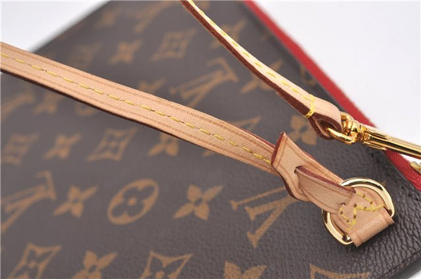 Authentic Louis Vuitton Monogram Neverfull Pouch Purse Clutch Bag Red LV 6479F