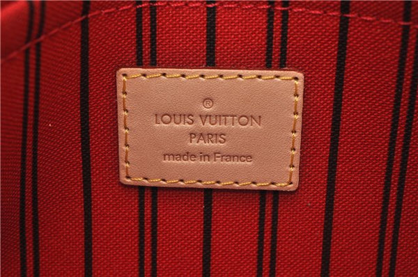 Authentic Louis Vuitton Monogram Neverfull Pouch Purse Clutch Bag Red LV 6479F