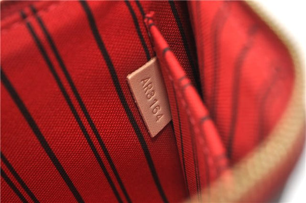 Authentic Louis Vuitton Monogram Neverfull Pouch Purse Clutch Bag Red LV 6479F