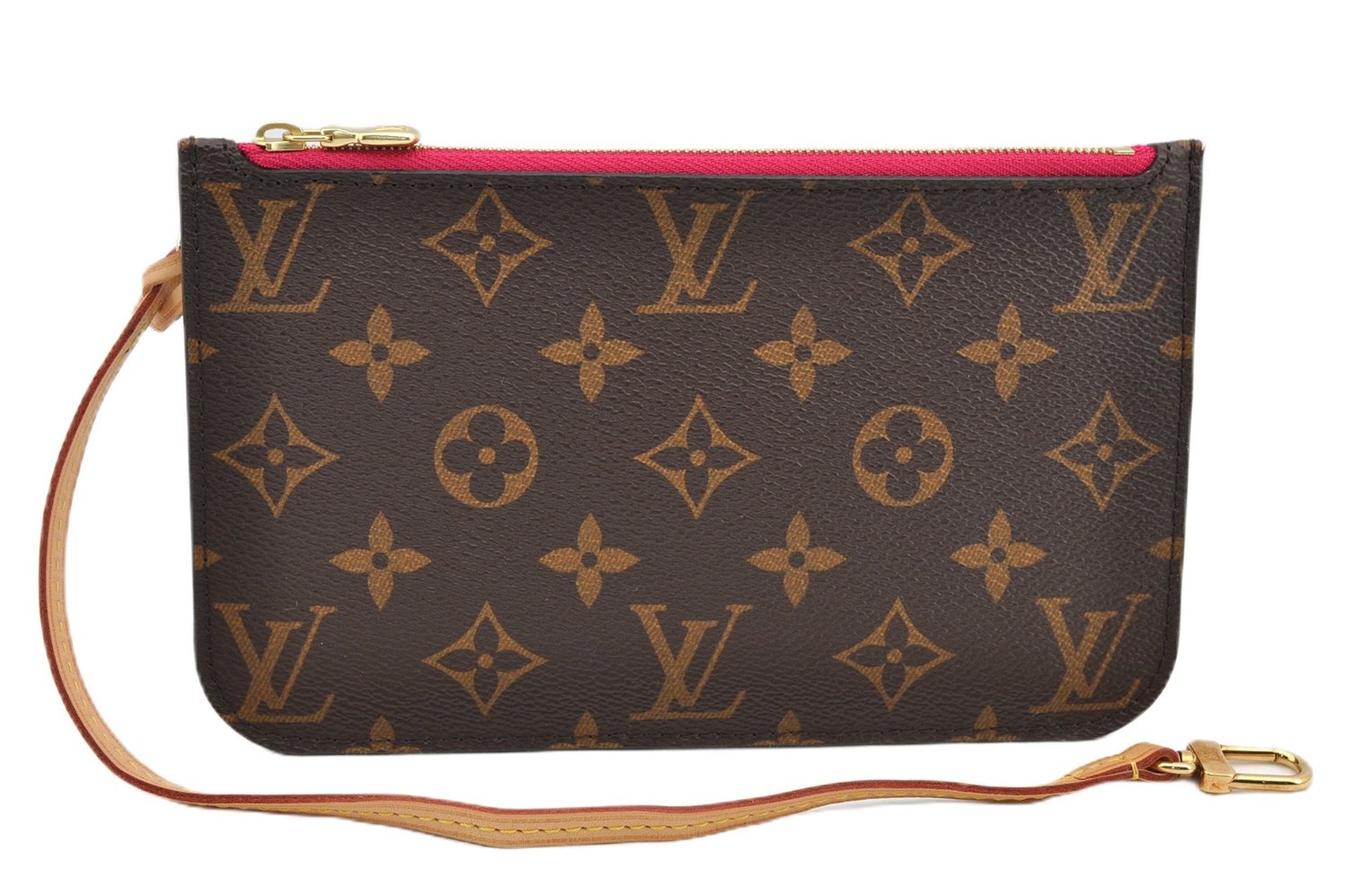 Authentic Louis Vuitton Monogram Neverfull Pouch Purse Clutch Bag Pink LV 6480F