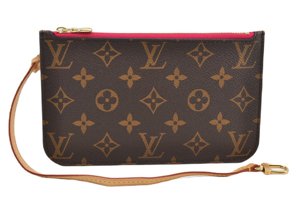 Authentic Louis Vuitton Monogram Neverfull Pouch Purse Clutch Bag Pink LV 6480F