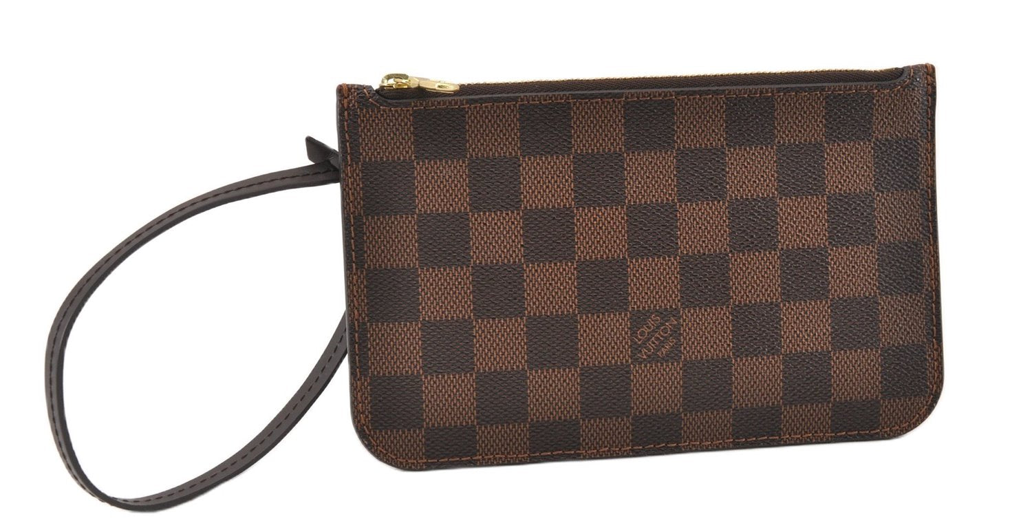 Authentic Louis Vuitton Damier Neverfull Pouch Purse Clutch Bag LV 6482F