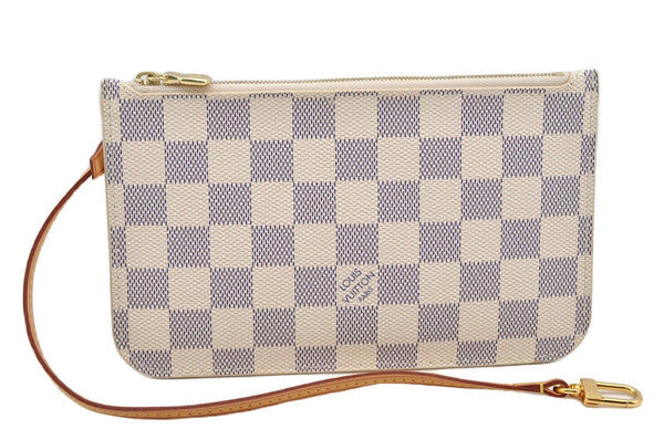 Authentic Louis Vuitton Damier Azur Neverfull Pouch Purse Clutch LV 6485F