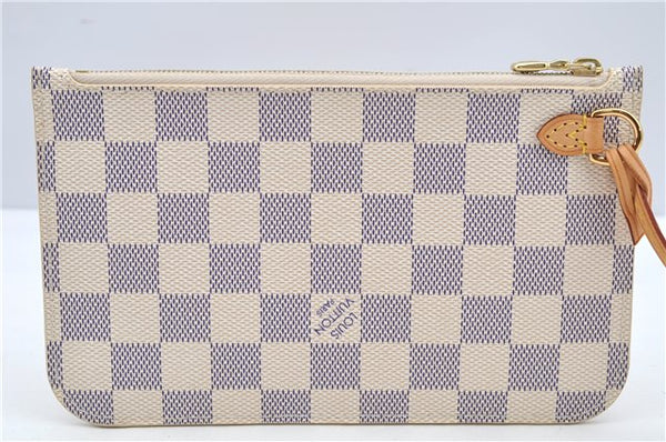 Authentic Louis Vuitton Damier Azur Neverfull Pouch Purse Clutch LV 6485F