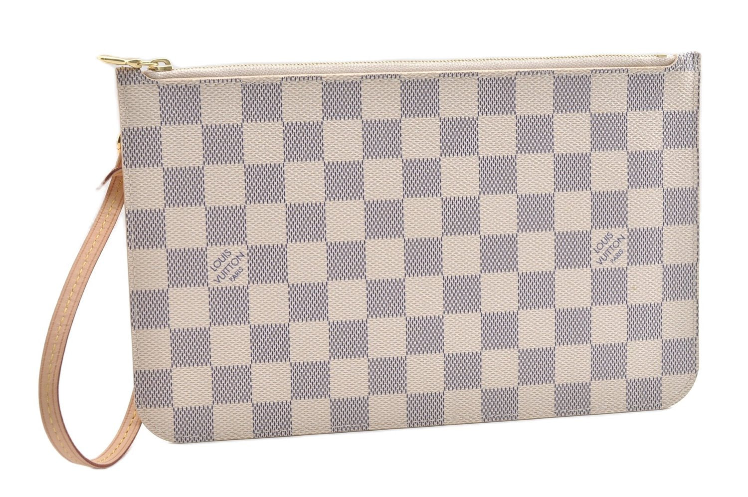 Authentic Louis Vuitton Damier Azur Neverfull Pouch Purse Clutch LV 6486F