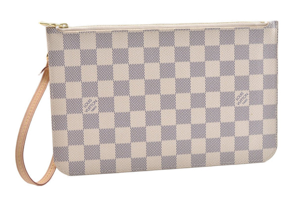 Authentic Louis Vuitton Damier Azur Neverfull Pouch Purse Clutch LV 6486F