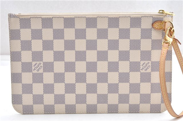 Authentic Louis Vuitton Damier Azur Neverfull Pouch Purse Clutch LV 6486F