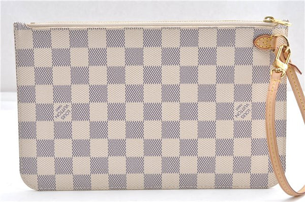 Authentic Louis Vuitton Damier Azur Neverfull Pouch Purse Clutch LV 6486F
