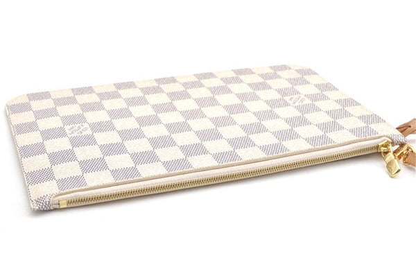 Authentic Louis Vuitton Damier Azur Neverfull Pouch Purse Clutch LV 6486F