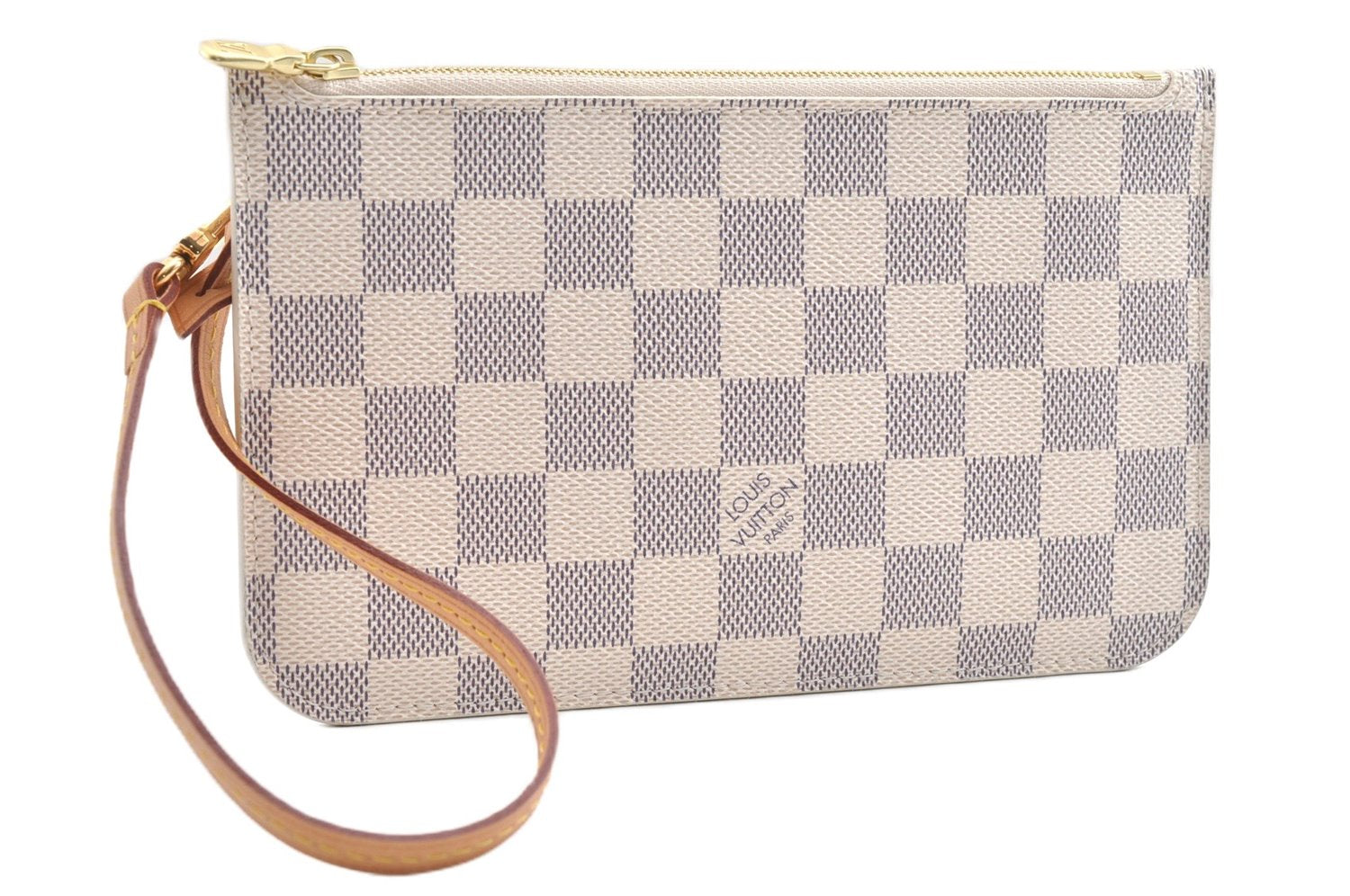 Authentic Louis Vuitton Damier Azur Neverfull Pouch Purse Clutch LV 6487F