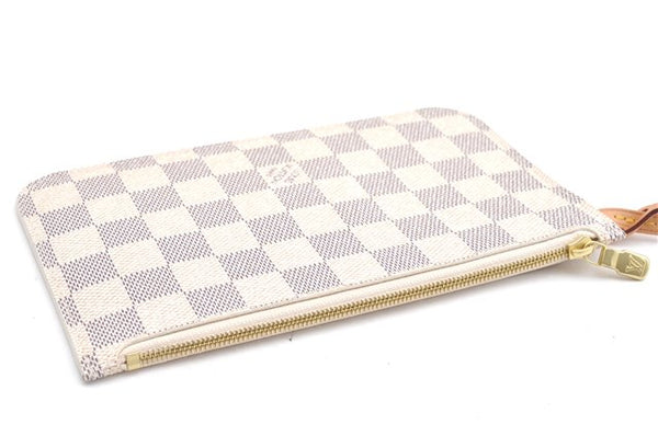 Authentic Louis Vuitton Damier Azur Neverfull Pouch Purse Clutch LV 6487F