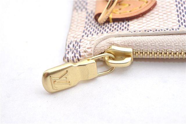 Authentic Louis Vuitton Damier Azur Neverfull Pouch Purse Clutch LV 6487F