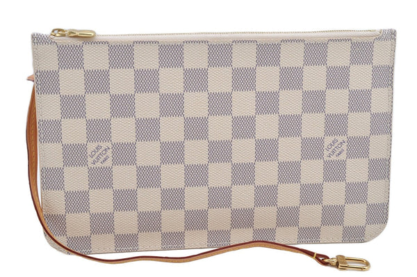 Authentic Louis Vuitton Damier Azur Neverfull Pouch Purse Clutch LV 6488F