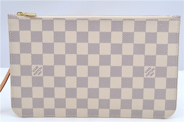 Authentic Louis Vuitton Damier Azur Neverfull Pouch Purse Clutch LV 6488F