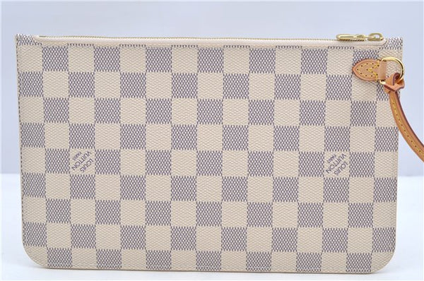 Authentic Louis Vuitton Damier Azur Neverfull Pouch Purse Clutch LV 6488F