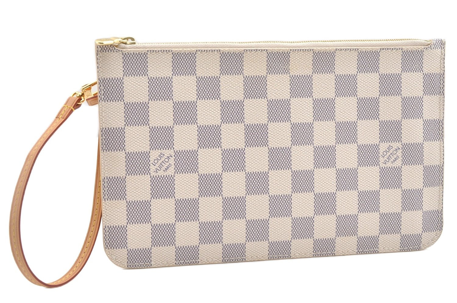 Authentic Louis Vuitton Damier Azur Neverfull Pouch Purse Clutch LV 6489F