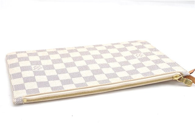 Authentic Louis Vuitton Damier Azur Neverfull Pouch Purse Clutch LV 6489F