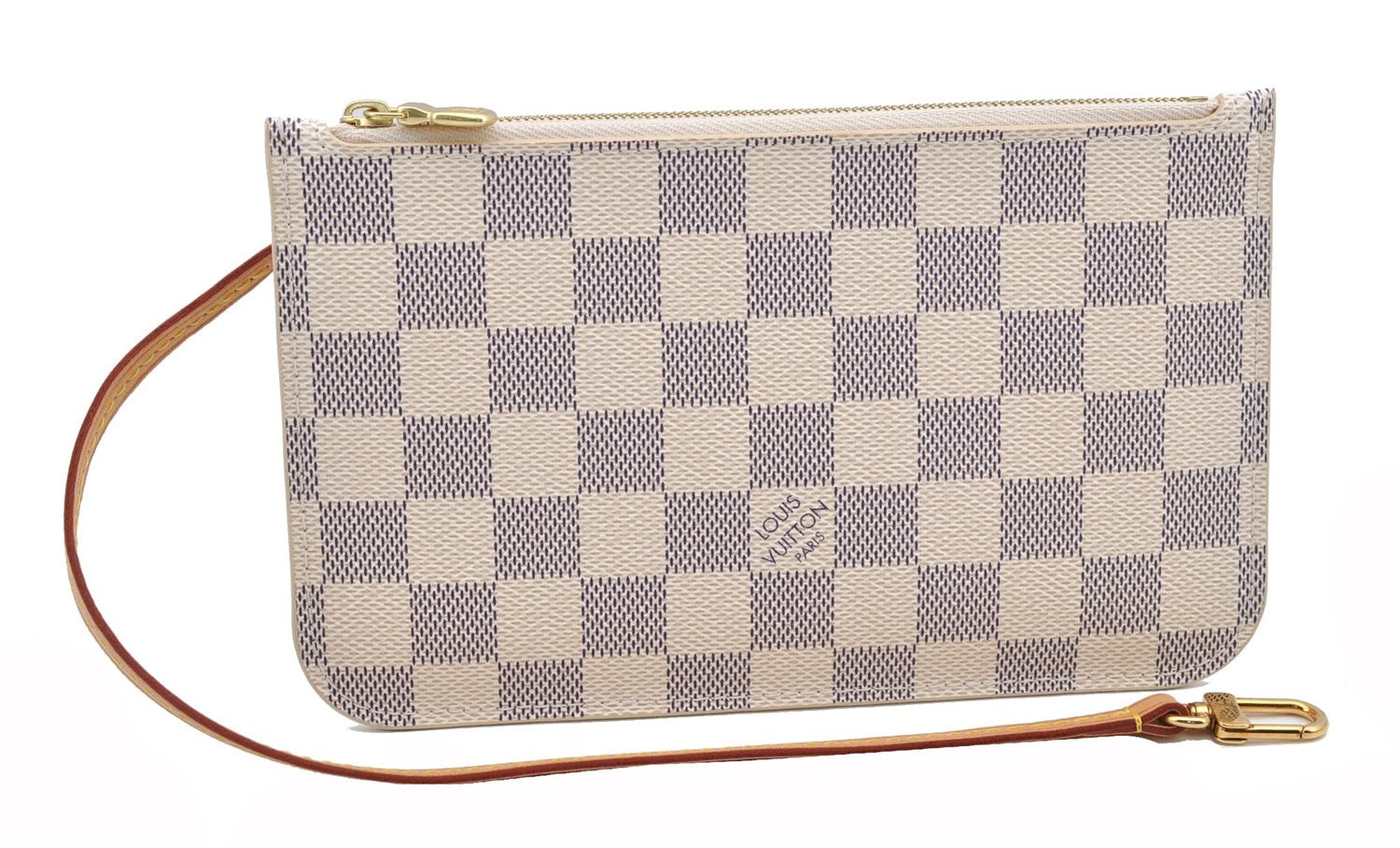 Authentic Louis Vuitton Damier Azur Neverfull Pouch Purse Clutch LV 6490F