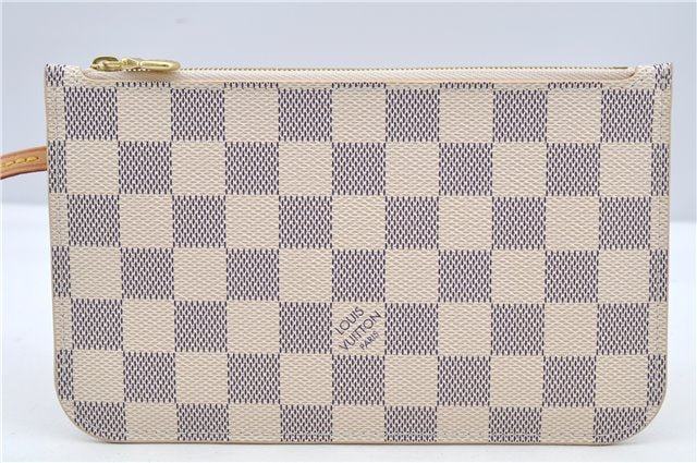 Authentic Louis Vuitton Damier Azur Neverfull Pouch Purse Clutch LV 6490F