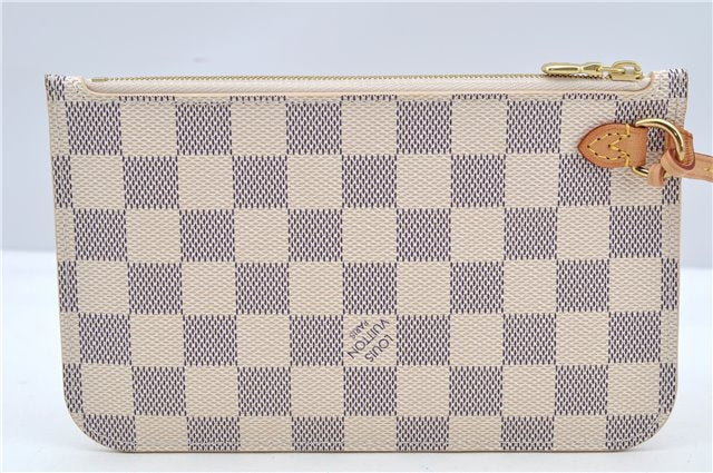 Authentic Louis Vuitton Damier Azur Neverfull Pouch Purse Clutch LV 6490F