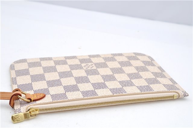 Authentic Louis Vuitton Damier Azur Neverfull Pouch Purse Clutch LV 6490F