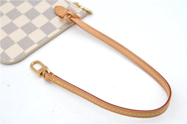 Authentic Louis Vuitton Damier Azur Neverfull Pouch Purse Clutch LV 6490F