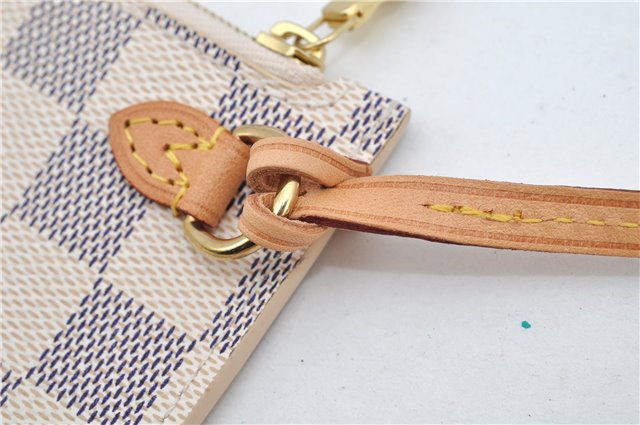 Authentic Louis Vuitton Damier Azur Neverfull Pouch Purse Clutch LV 6490F