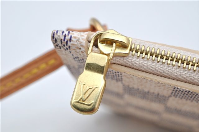 Authentic Louis Vuitton Damier Azur Neverfull Pouch Purse Clutch LV 6490F