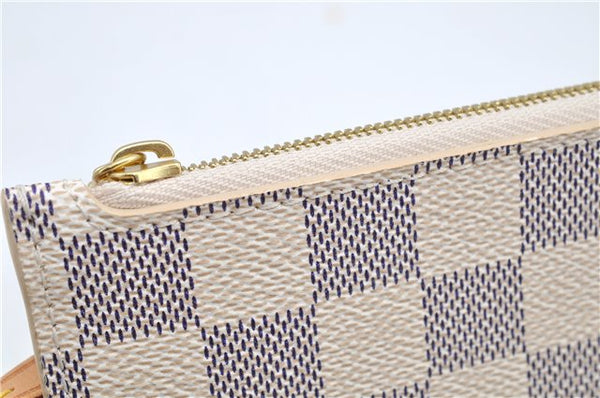 Authentic Louis Vuitton Damier Azur Neverfull Pouch Purse Clutch LV 6490F