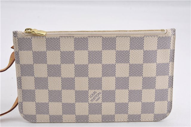 Authentic Louis Vuitton Damier Azur Neverfull Pouch Purse Clutch LV 6491F