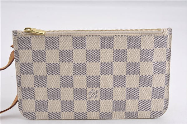 Authentic Louis Vuitton Damier Azur Neverfull Pouch Purse Clutch LV 6491F