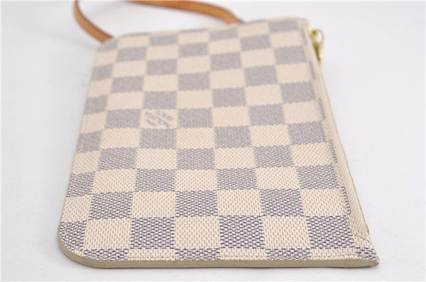 Authentic Louis Vuitton Damier Azur Neverfull Pouch Purse Clutch LV 6491F
