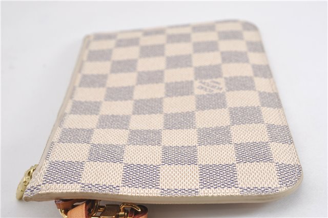 Authentic Louis Vuitton Damier Azur Neverfull Pouch Purse Clutch LV 6491F